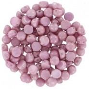 Czech 2-hole Cabochon beads 6mm Chalk White Lila Luster